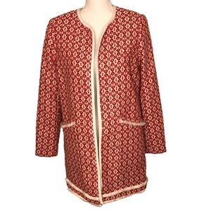 Cynthia Rowley Red & White Coat White Piping